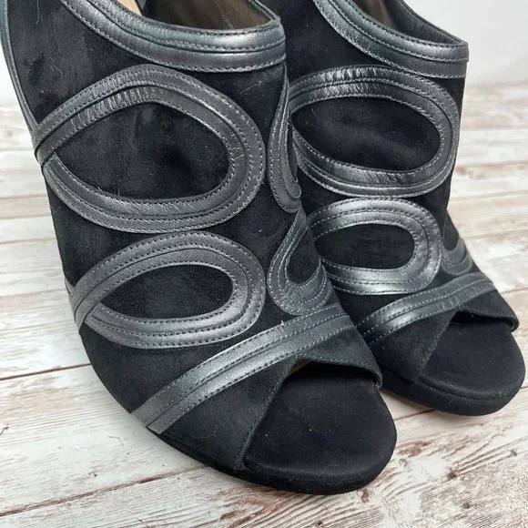 Via Spiga SIZE 10 Black Suede Platform 5” Heels Leather Booties - Picture 3 of 12